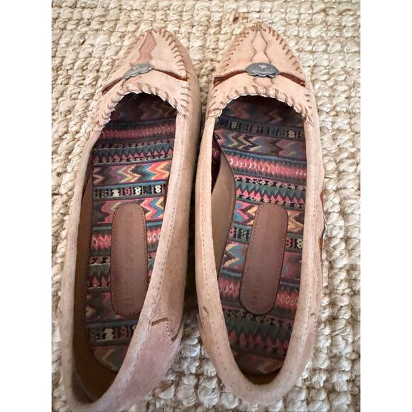 Hush Puppies Suede Moccasins Boho Driving Loafers Tan Brown Womens 8M - Picture 3 of 9